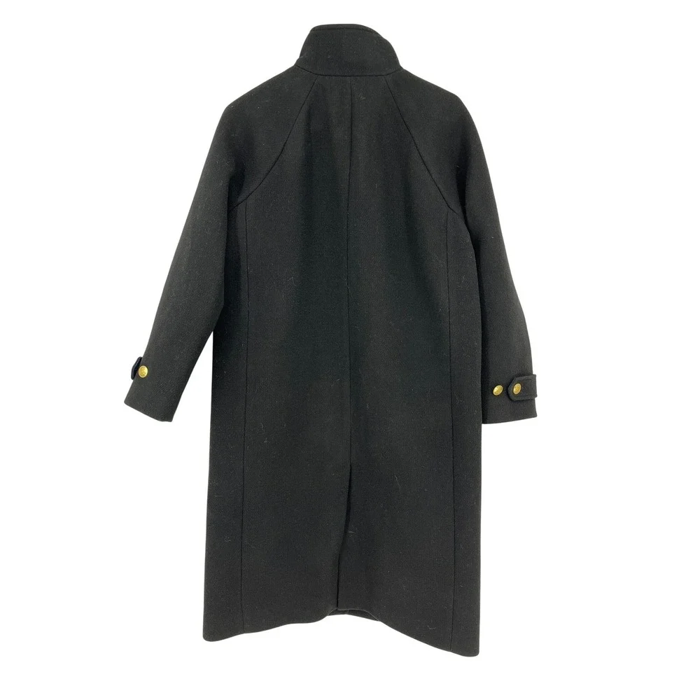 J.Crew‎ Black Stadium Cloth Wool Cocoon Coat Italian Fabric Gold Buttons Size 2 - Picture 3 of 10
